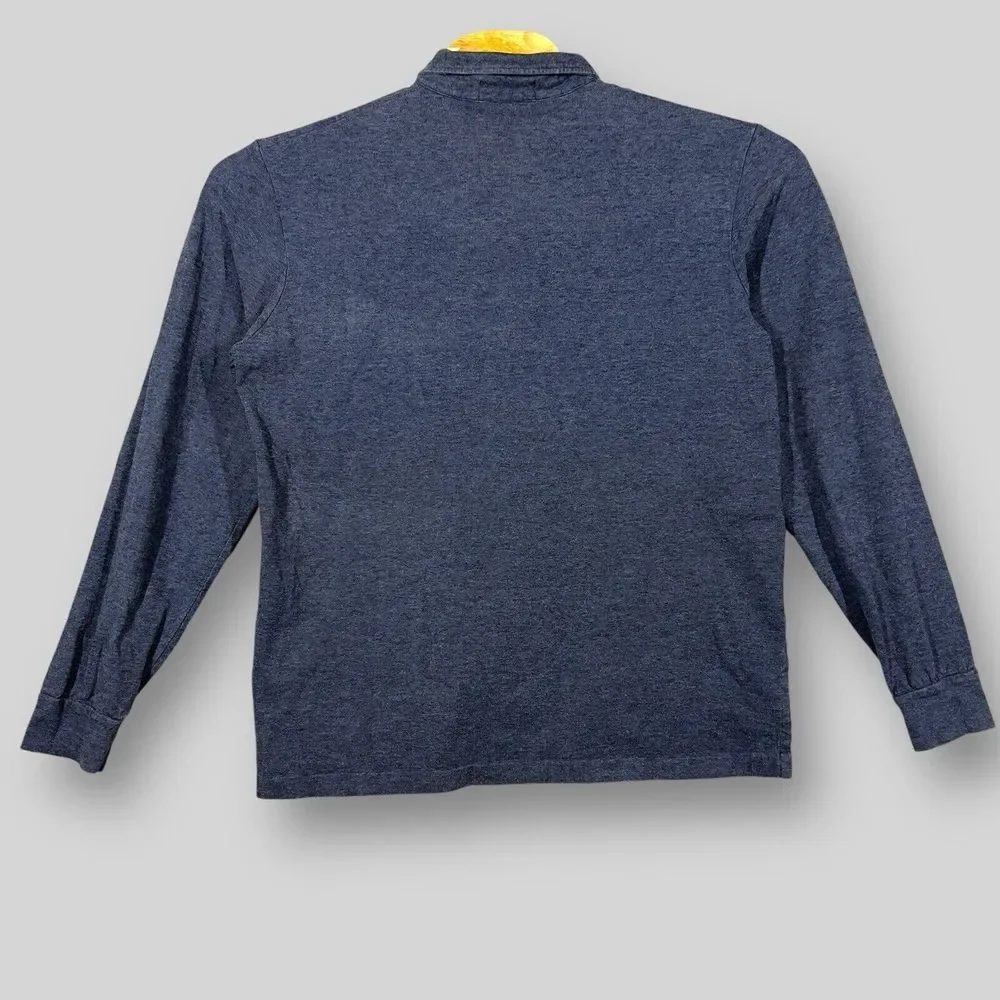 Polo Ralph Lauren Shirt Mens Large Navy Heathered Long‎ Sleeve Soft Knit Polo